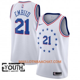 Maillot NBA Philadelphia 76ers Joel Embiid 21 2018-19 Nike Blanc Swingman - Enfant